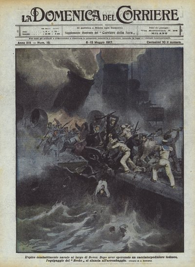 Le combat naval épique au large de Douvres - Achille Beltrame