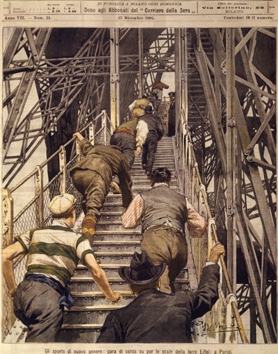 Nouveaux sports : course à pied dans les escaliers de la Tour Eiffel à Paris, 17 décembre - Achille Beltrame