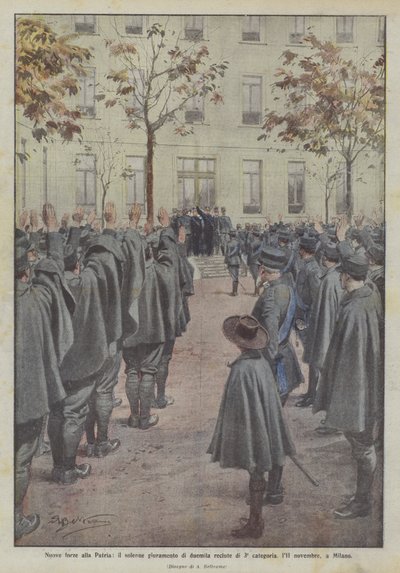 Nouvelles forces pour la Patrie, le serment solennel de deux mille recrues de 3e catégorie, le 11 novembre, à Milan - Achille Beltrame