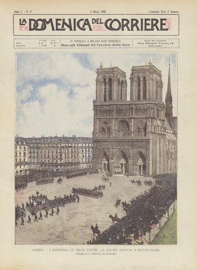 Paris, Les Funérailles de Félix Faure, Le Corps se Dirige vers Notre-Dame - Achille Beltrame