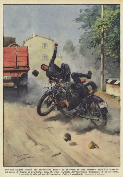 Par une tragique fatalité, deux motocyclettes conduites par des prêtres se sont heurtées sur la route - Achille Beltrame