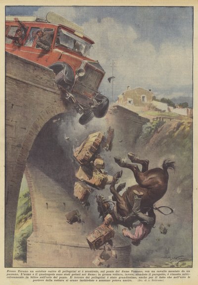 Près de Teramo, un autobus rempli de pèlerins est entré en collision, sur le pont de la rivière Vomano - Achille Beltrame