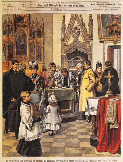 Pétition publique contre le divorce dans la sacristie, illustration d