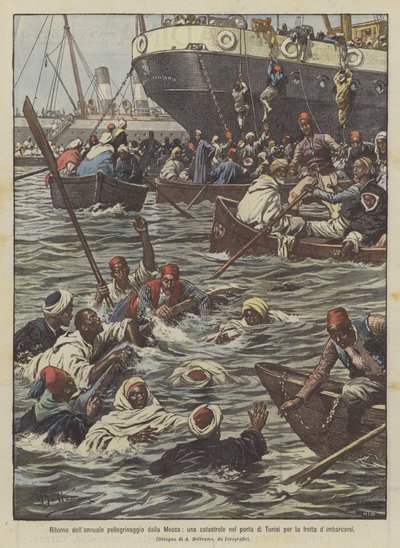 Retour du pèlerinage annuel de La Mecque, une catastrophe dans le port de Tunis à cause de la précipitation pour embarquer - Achille Beltrame