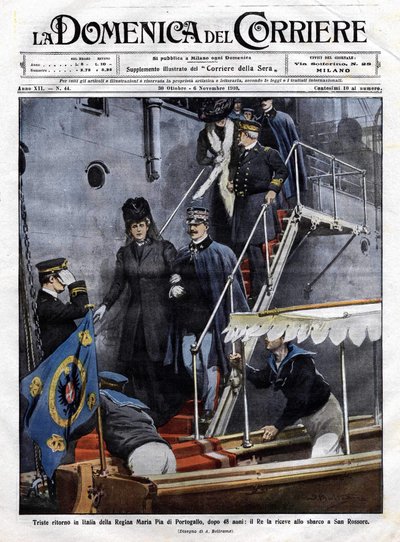 Retour triste en Italie de la reine Maria Pia du Portugal après 48 ans : le roi italien Victor Emmanuel III l