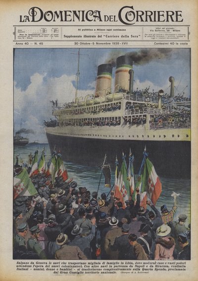 Les navires transportant des milliers de familles en Libye partent de Gênes, où des maisons modernes et vastes - Achille Beltrame