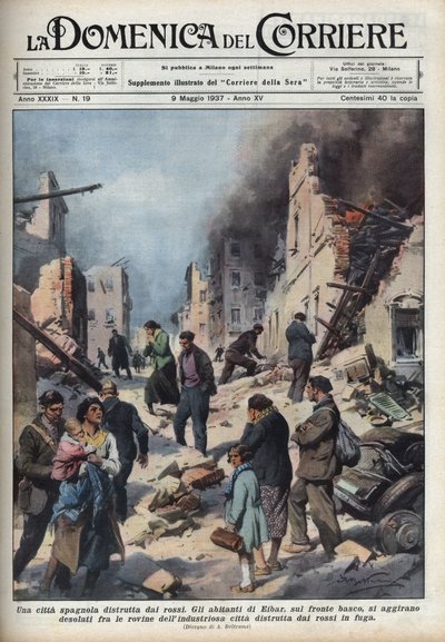 Guerre civile espagnole : vue des ruines de la ville d