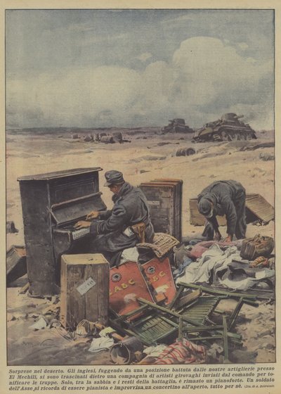 Surprises dans le désert (lithographie en couleur) - Achille Beltrame