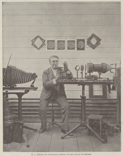T. A. Edison travaille sur une nouvelle invention - Achille Beltrame