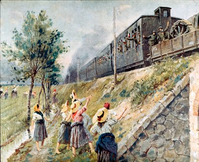 Le Passage du train militaire italien - Achille Beltrame