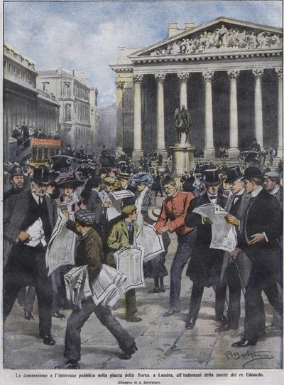 Le lendemain de la mort du roi Édouard VII. Illustration par Achille Beltrame. Mai 1910. - Achille Beltrame