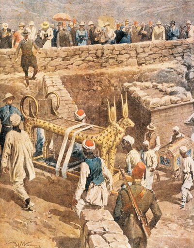 La découverte de la tombe de Toutankhamon par Achille Beltrame, illustration - Achille Beltrame