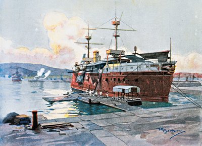 Le vieux navire Castelfidardo à La Spezia - Achille Beltrame