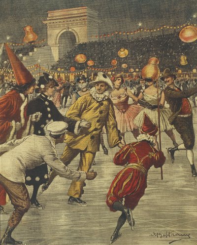 Fête costumée typique sur glace à l