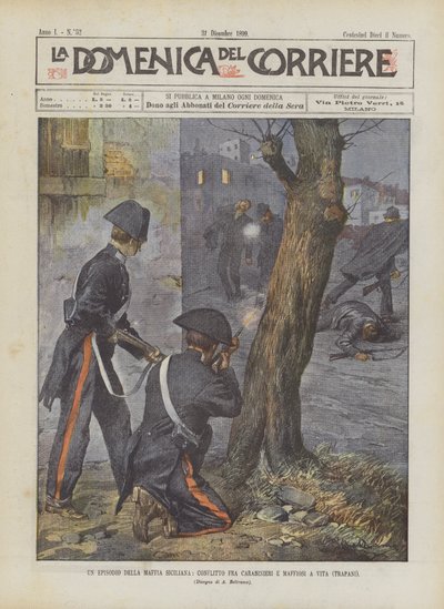 Un épisode de la mafia sicilienne, conflit entre carabiniers et mafieux à Vita (Trapani) - Achille Beltrame
