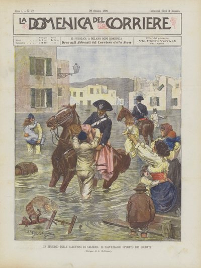 Un épisode des inondations de Salerne, le sauvetage opéré par les soldats - Achille Beltrame