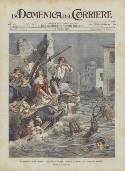 Un épisode des terribles inondations en Sicile, habitants de Modica appelant à l