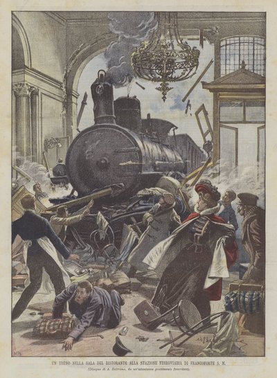 Un train dans la salle du restaurant à la gare de Francfort - Achille Beltrame