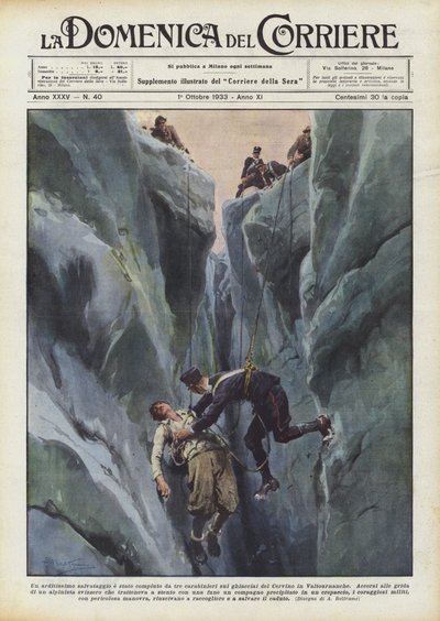 Un sauvetage audacieux réalisé par trois carabiniers sur les glaciers du Cervin à Valtournenche - Achille Beltrame