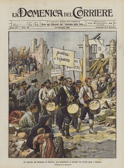 Un épisode du tremblement de terre en Calabre, une procession d