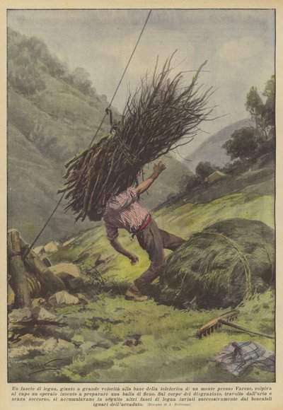 Un fagot de bois, arrivé à grande vitesse à la base du téléphérique d