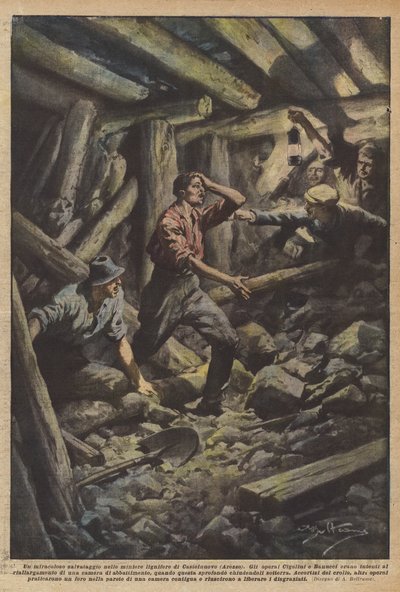Un sauvetage miraculeux dans les mines de lignite de Castelnuovo (Arezzo) - Achille Beltrame