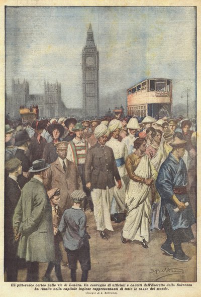 Un cortège pittoresque dans les rues de Londres - Achille Beltrame