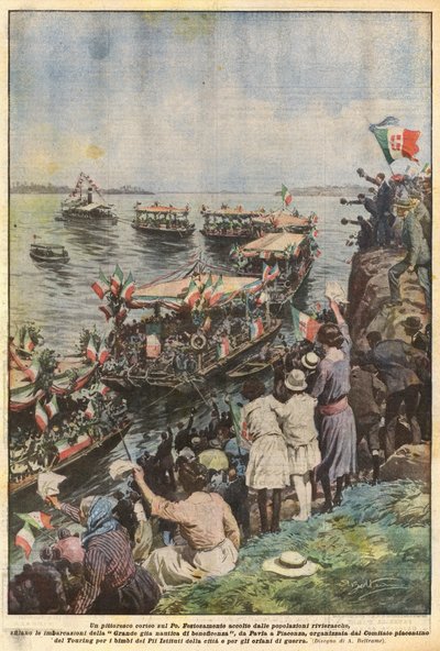 Un cortège pittoresque sur le Pô - Achille Beltrame