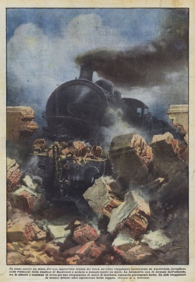 Un train contre un mur - Achille Beltrame