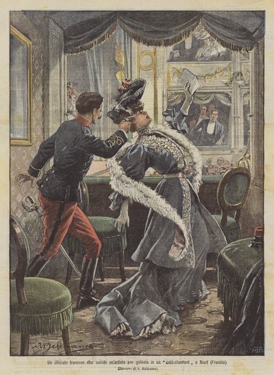 Un officier français tue un artiste par jalousie dans un café-concert à Niort (France) - Achille Beltrame