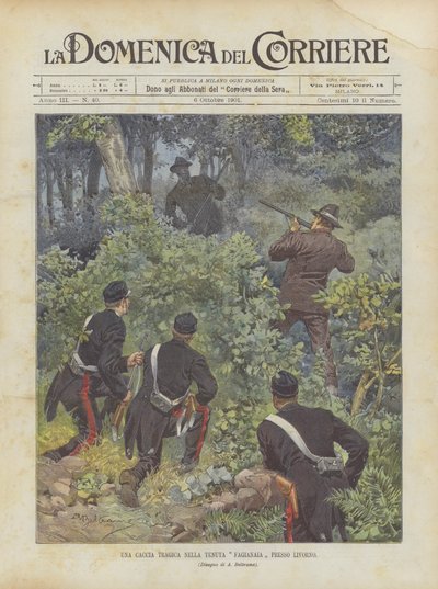 Une chasse tragique dans le domaine Fagianaia près de Livourne - Achille Beltrame