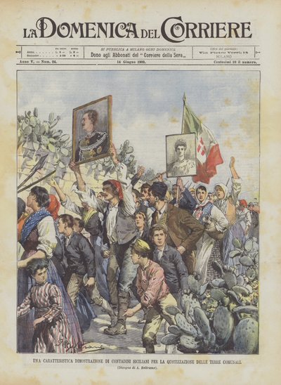 Une manifestation caractéristique de paysans siciliens pour le partage des terres communales - Achille Beltrame