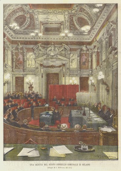 Une séance du nouveau conseil municipal de Milan - Achille Beltrame