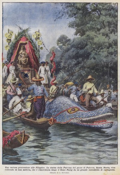 Une curieuse procession aux Philippines - Achille Beltrame