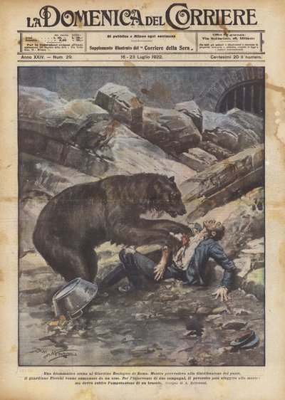 Une scène dramatique au Jardin Zoologique de Rome - Achille Beltrame