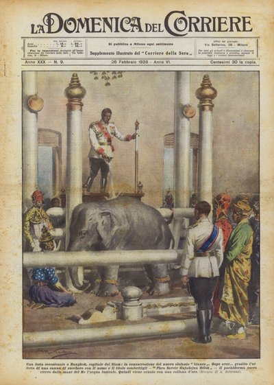 Une fête exceptionnelle à Bangkok, capitale du Siam, la consécration du nouvel éléphant blanc - Achille Beltrame