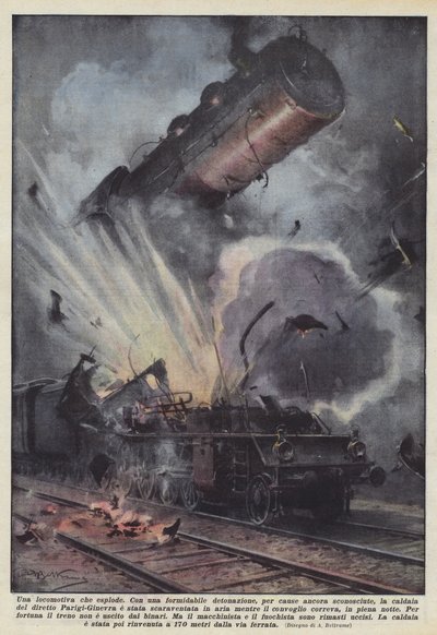 Une locomotive qui explose - Achille Beltrame