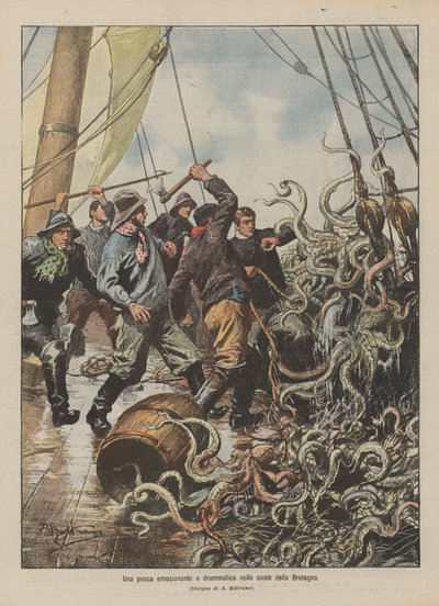 Une pêche émouvante et dramatique sur les côtes de Bretagne - Achille Beltrame