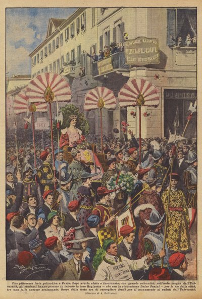 Une fête goliardique pittoresque à Pavie - Achille Beltrame