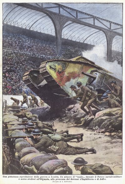 Une reproduction pittoresque de la guerre à Londres - Achille Beltrame