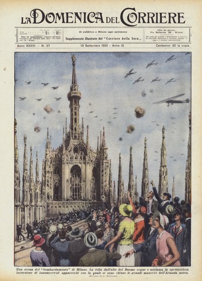 Une scène du bombardement de Milan - Achille Beltrame
