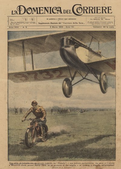 Un défi de vitesse entre un petit avion, un Tignola, et une puissante motocyclette - Achille Beltrame