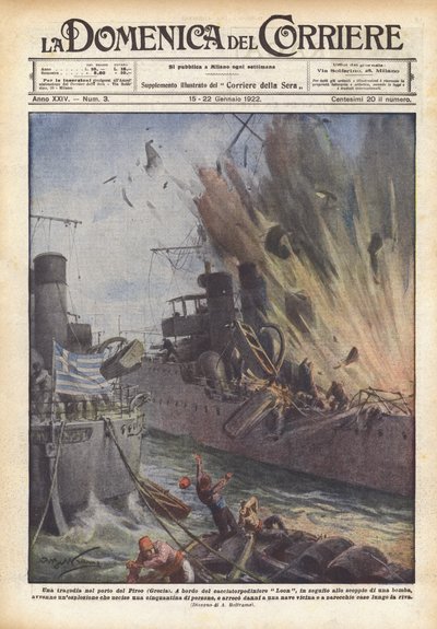 Une tragédie dans le port du Pirée (Grèce) - Achille Beltrame