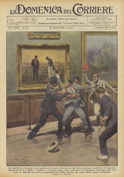 Un déséquilibré qui se promenait dans les galeries du Louvre à Paris a soudainement - Achille Beltrame