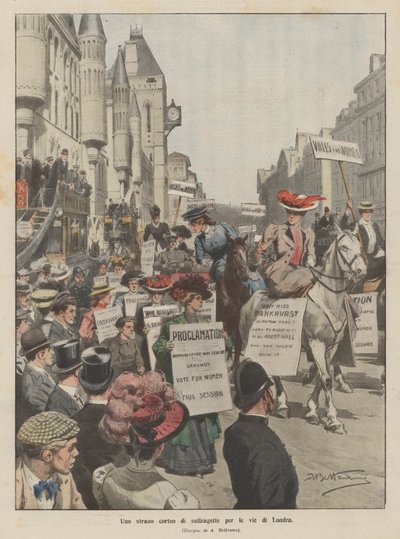 Un étrange cortège de suffragettes dans les rues de Londres - Achille Beltrame