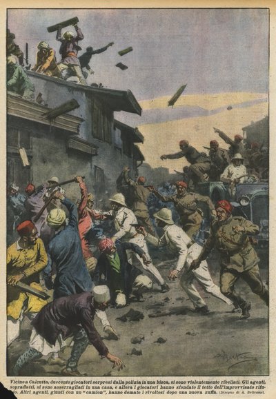 Près de Calcutta, deux cents joueurs surpris par la police dans une maison de jeu se sont violemment rebellés - Achille Beltrame