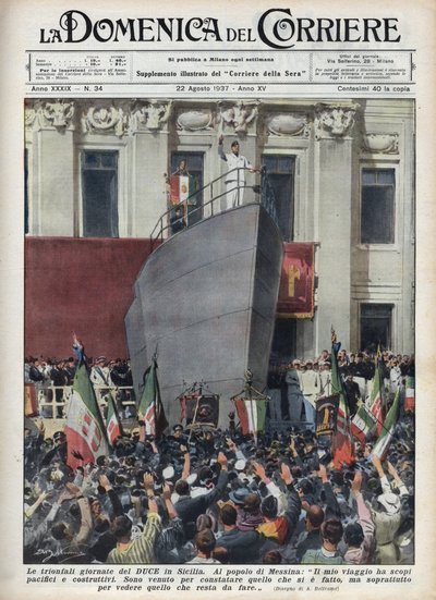 Visite du duc Benito Mussolini à Messine lors d