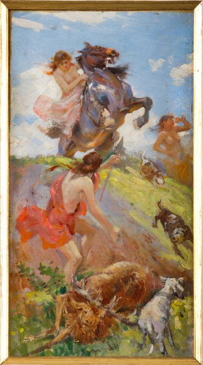Amazones chassant un cerf - Achille Boschi