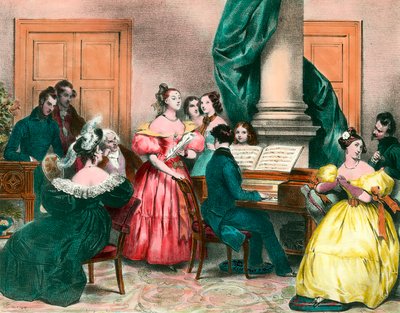 Un après-midi musical en famille Gravure par Achille Deveria (1800-1857) Gravure du 19ème siècle. Collection privée - Achille Devéria