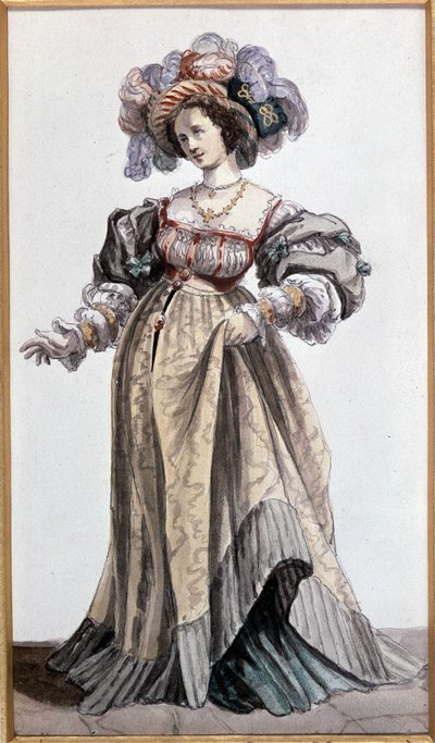 Actrice Marie Dorval, amante de Vigny. Aquarelle de Devéria. Coll. Francis Aubrère. - Achille Devéria